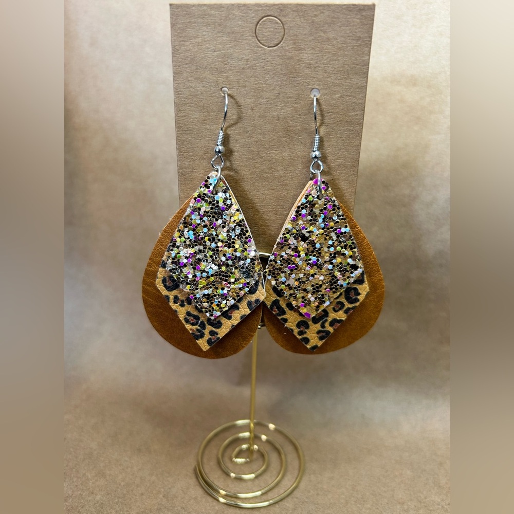 #442 | Triple Tier Layer Glitter Dangle Earrings